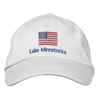Lake MInnetonka American Flag - white cap