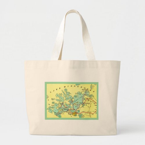 Lake Minnetonka Map Large Tote Bag