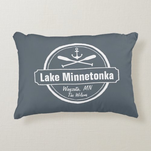 Lake Minnetonka Minnesota anchor town and name Decorative Pillow