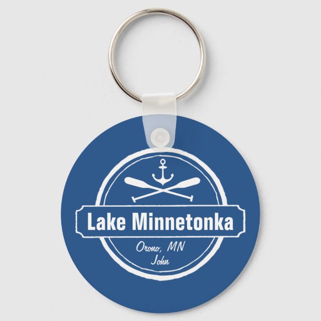 Lake Minnetonka Minnesota anchor town and name Keychain (Front)