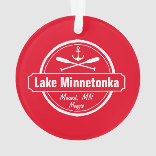 Lake Minnetonka Minnesota anchor town and name Ornament