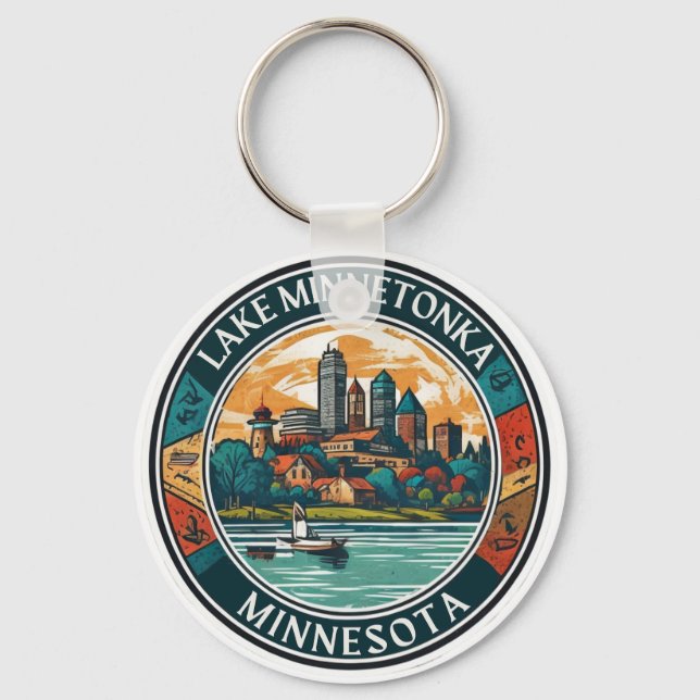  Lake Minnetonka, Minnesota fishing and boating Keychain (Front)