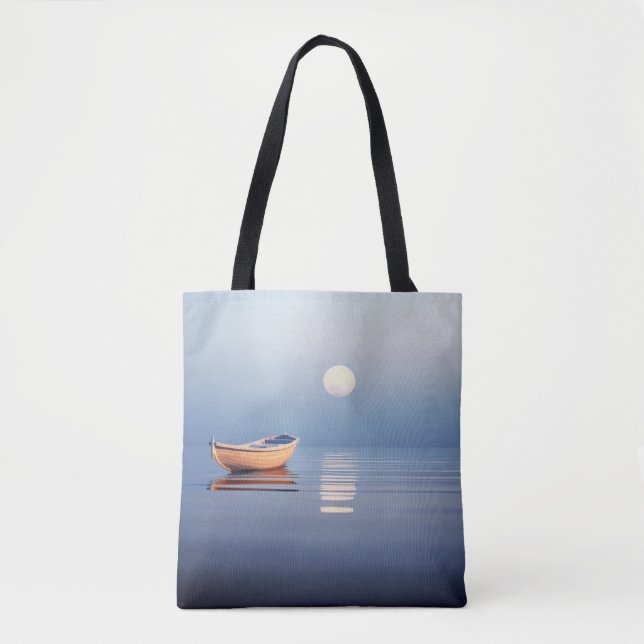 Lake Mist Moon Light Tranquil Peaceful  Tote Bag (Front)
