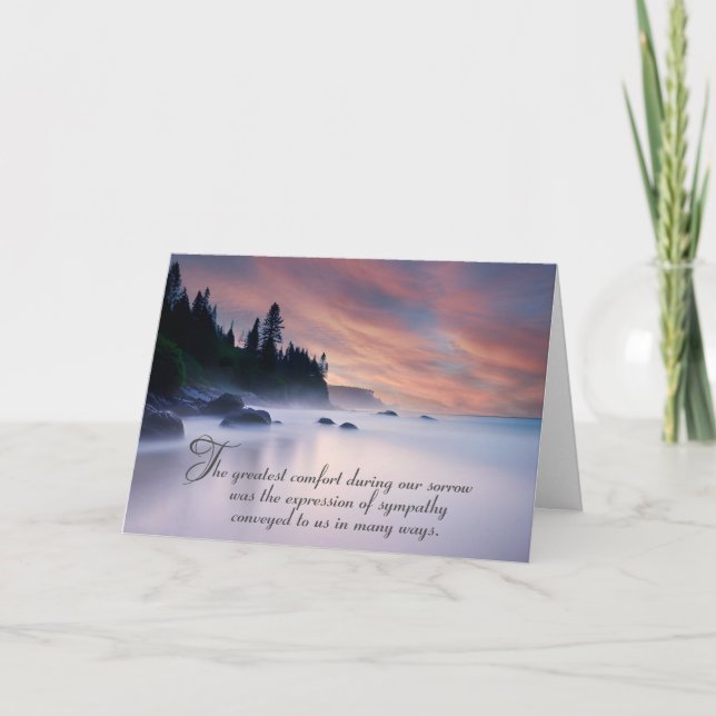 Lake Mist Sympathy Thank You From Family Card (Front)