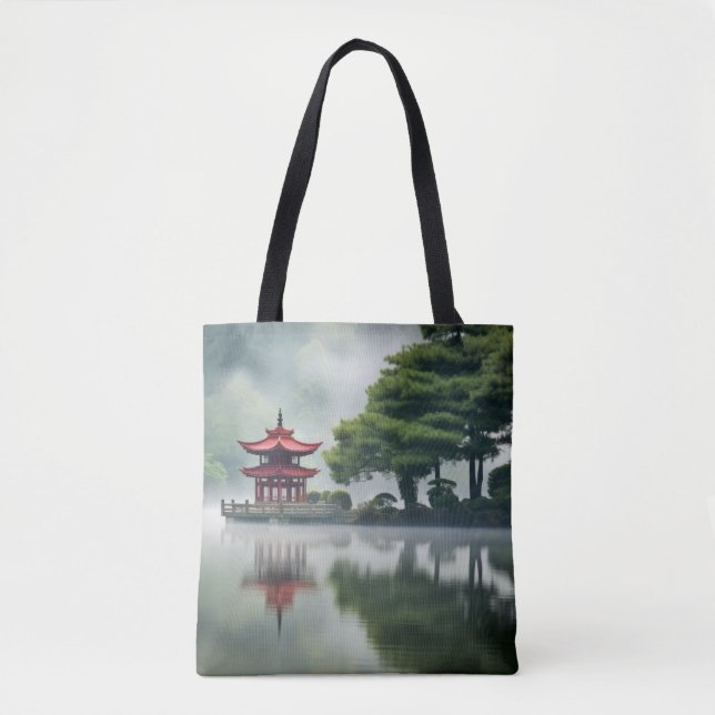 Lake Mist Tranquil Peaceful Nature  Tote Bag (Front)