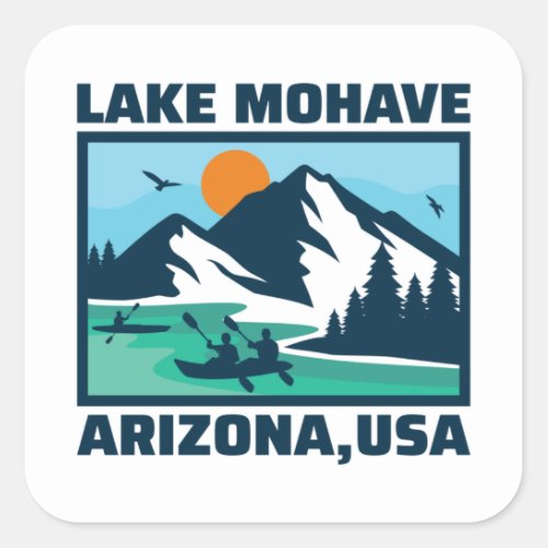 Lake Mohave Arizona Mountain Fishing Kayaking Square Sticker