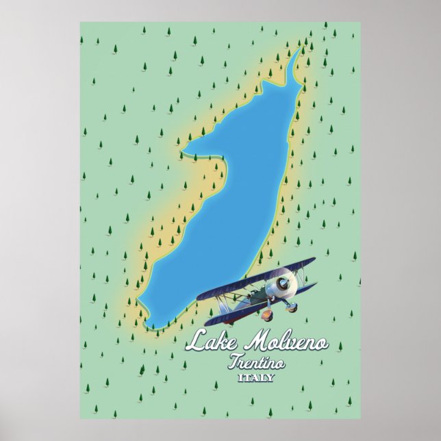 Lake Molveno Italy lake map Poster (Front)