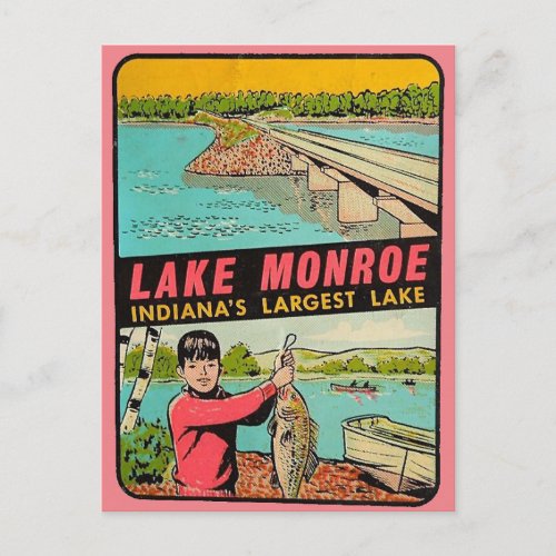Lake Monroe Indiana  Vintage Travel  Postcard