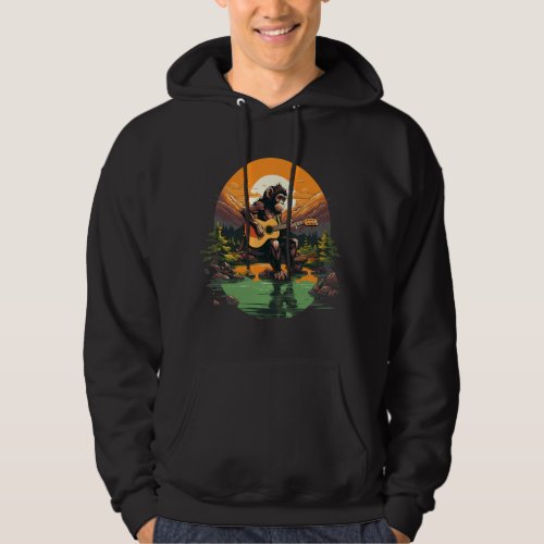 Lake Mountain Acoustic Guitar Chimpanzee Hoodie