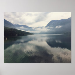 Lake Mountain Cloud Landscape Photography Slovenia Poster