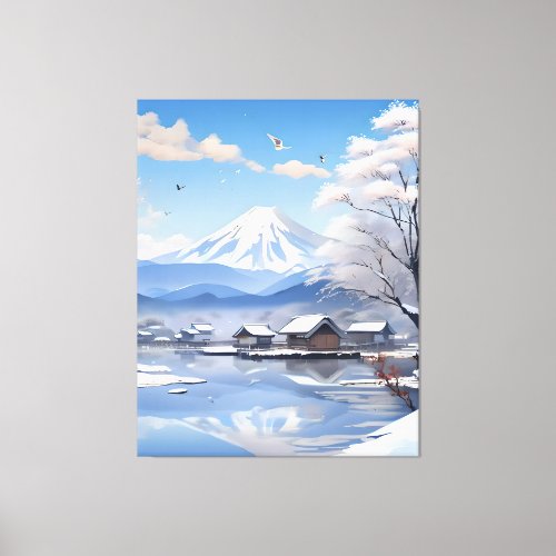 Lake Mountain  Snow Canvas Print