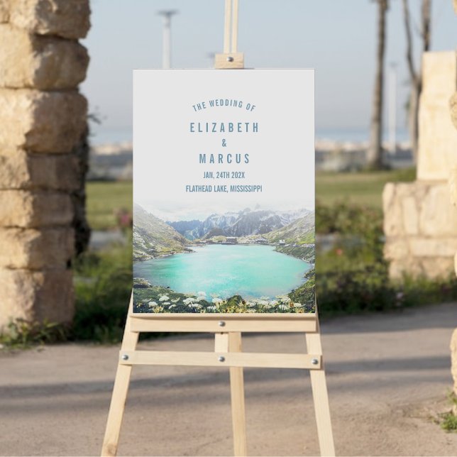 Lake Mountain Watercolor Wedding Welcome Sign (Creator Uploaded)