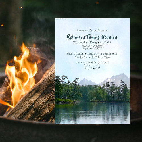 Lake Mountains Family Reunion Camping Weekend Invitation