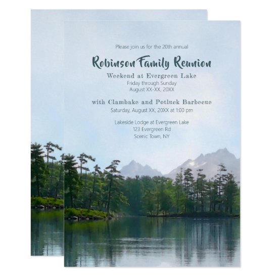 Lake Mountains Family Reunion Camping Weekend Invitation