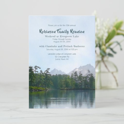 Lake Mountains Family Reunion Camping Weekend Invitation | Zazzle