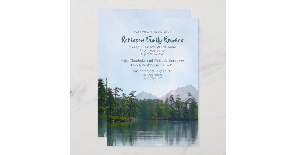 Lake Mountains Family Reunion Camping Weekend Invitation | Zazzle