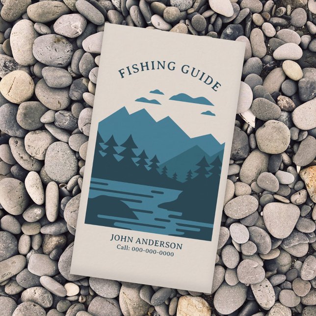 Lake & Mountains - Fishing Guide Vertical Business Card (Lake & Mountains - Fishing Guide Vertical Business Card)