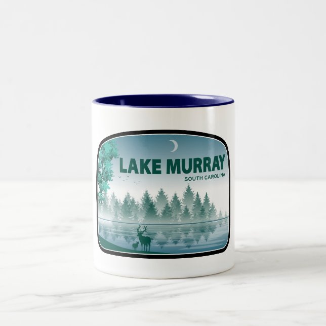 Lake Murray South Carolina Deer Two-Tone Coffee Mug (Center)