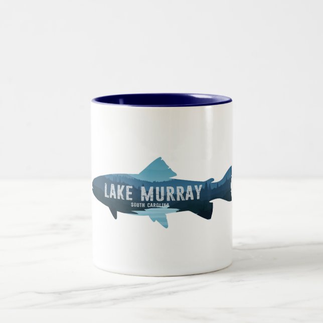 Lake Murray South Carolina Fish Two-Tone Coffee Mug (Center)