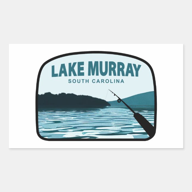 Lake Murray South Carolina Fishing Rod Rectangular Sticker (Front)