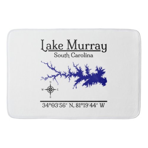Lake Murray South Carolina Map Coordinates Artwork Bath Mat
