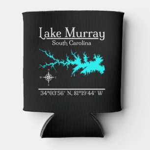 Lake Murray South Carolina Map Coordinates Artwork Can Cooler