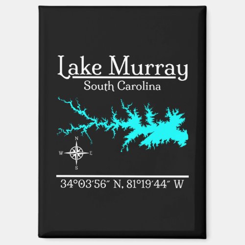 Lake Murray South Carolina Map Coordinates Artwork Magnet