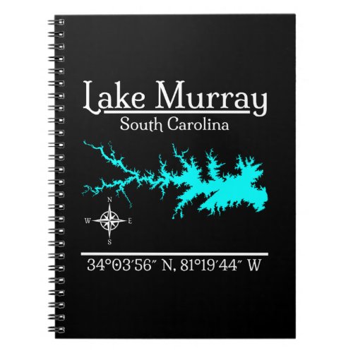 Lake Murray South Carolina Map Coordinates Artwork Notebook