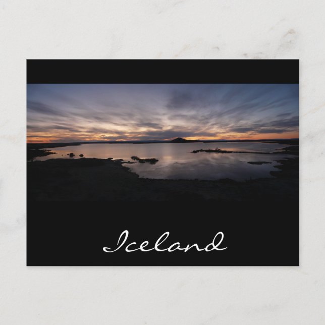 Lake Myvatn black sunset in iceland postcard (Front)