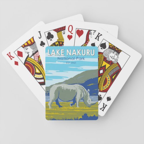 Lake Nakuru National Park White Rhinoceros Travel Playing Cards