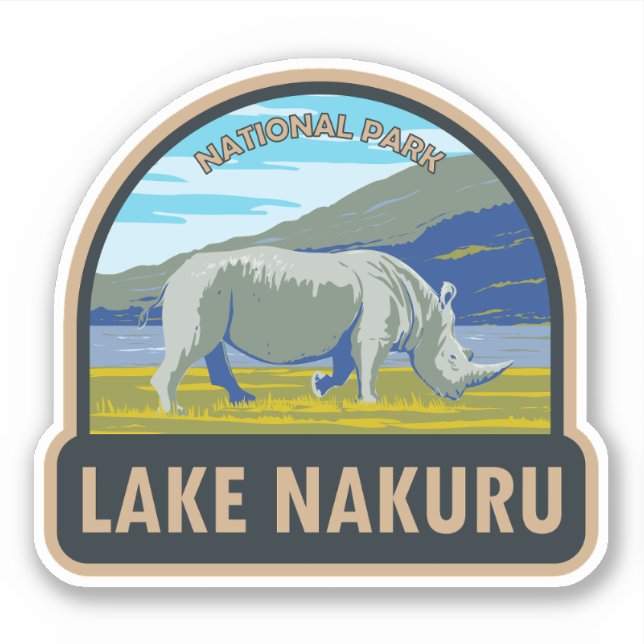 Lake Nakuru National Park White Rhinoceros Travel Sticker (Front)