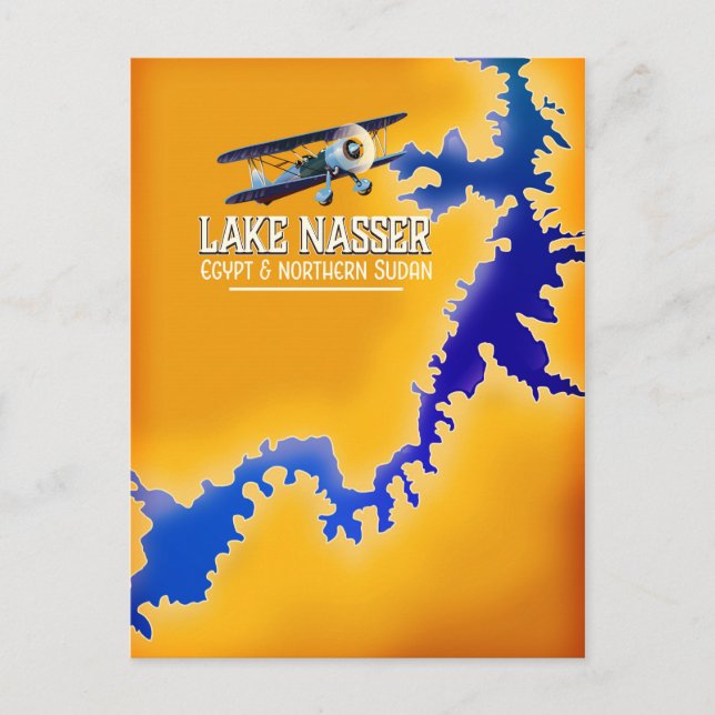 Lake Nasser Egypt and Sudan Map Postcard (Front)