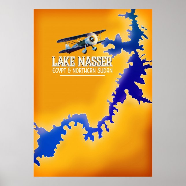Lake Nasser Egypt and Sudan Map Poster (Front)