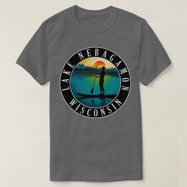 Lake Nebagamon Wisconsin Paddleboarding T-Shirt (Design Front)