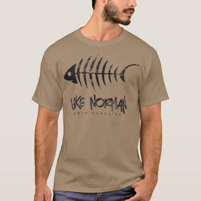 Lake Norman LKN North Carolina Fishbone Gift T-Shirt (Front)