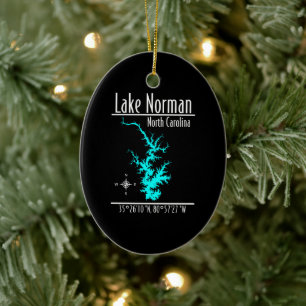 Lake Norman North Carolina Map Coordinates Ceramic Ornament