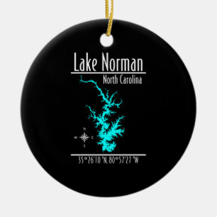 Lake Norman North Carolina Map Coordinates Ceramic Ornament