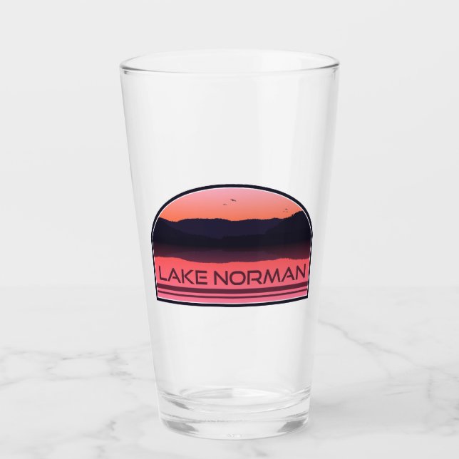 Lake Norman North Carolina Red Sunrise Glass (Front)
