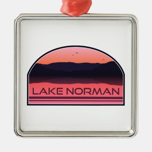 Lake Norman North Carolina Red Sunrise Metal Ornament