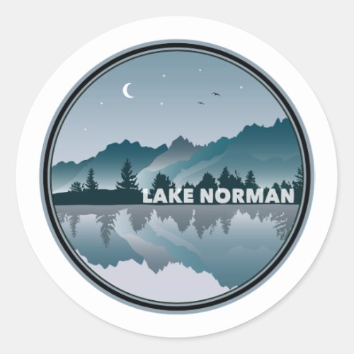 Lake Norman North Carolina Reflection Classic Round Sticker