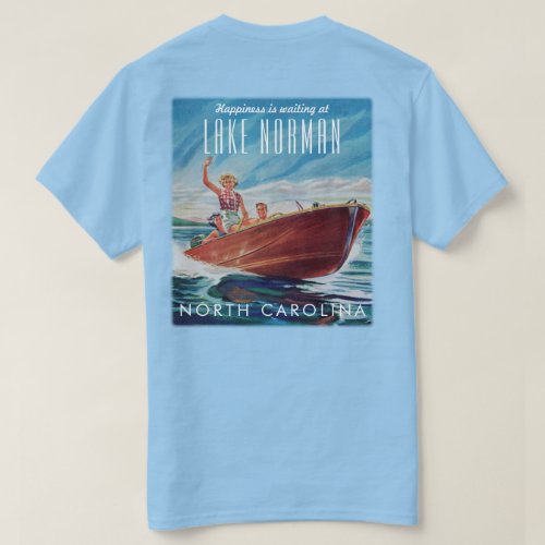 Lake Norman North Carolina Retro Boat Back Print  T_Shirt