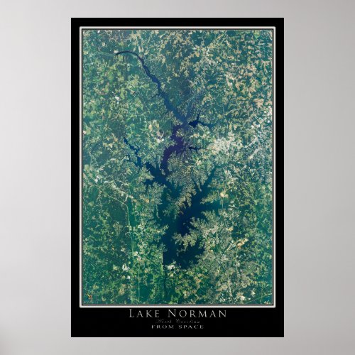Lake Norman North Carolina Satellite Poster Map