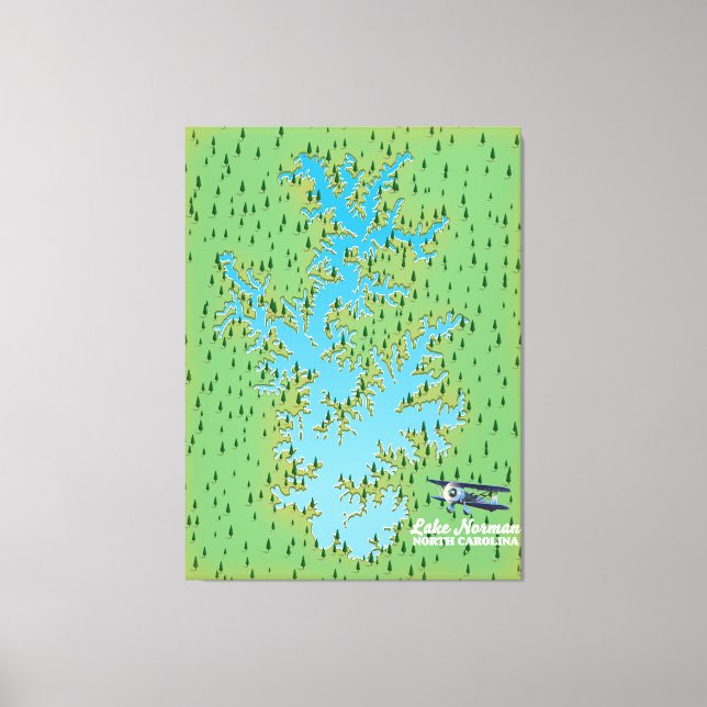 Lake Norman South Carolina retro map Canvas Print (Front)