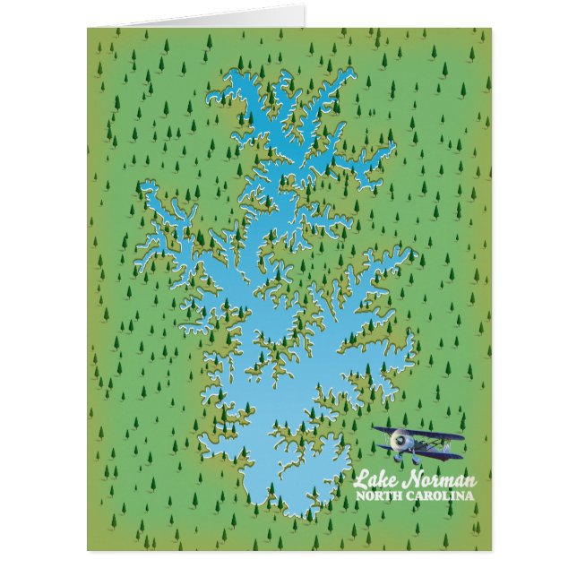 Lake Norman South Carolina retro map Cards (Front)