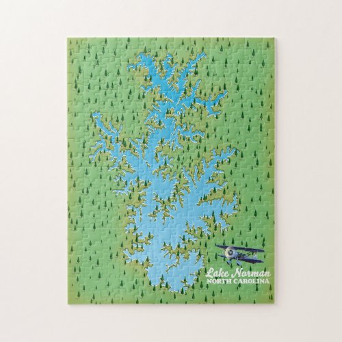 Lake Norman South Carolina retro map Jigsaw Puzzle