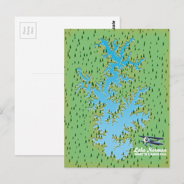 Lake Norman South Carolina retro map Postcard (Front/Back)
