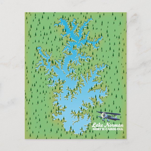 Lake Norman South Carolina retro map Poster Flyer (Front)