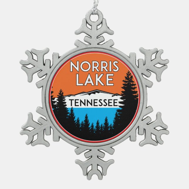 Lake Norris Tennessee Snowflake Pewter Christmas Ornament (Front)
