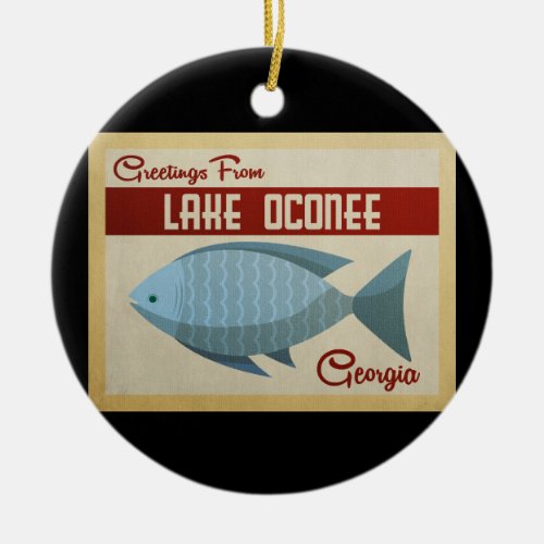 Lake Oconee Georgia Blue Fish Vintage Travel Ceramic Ornament