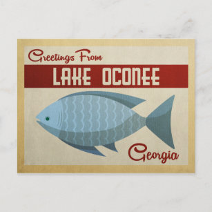 Lake Oconee Georgia Blue Fish Vintage Travel Postcard
